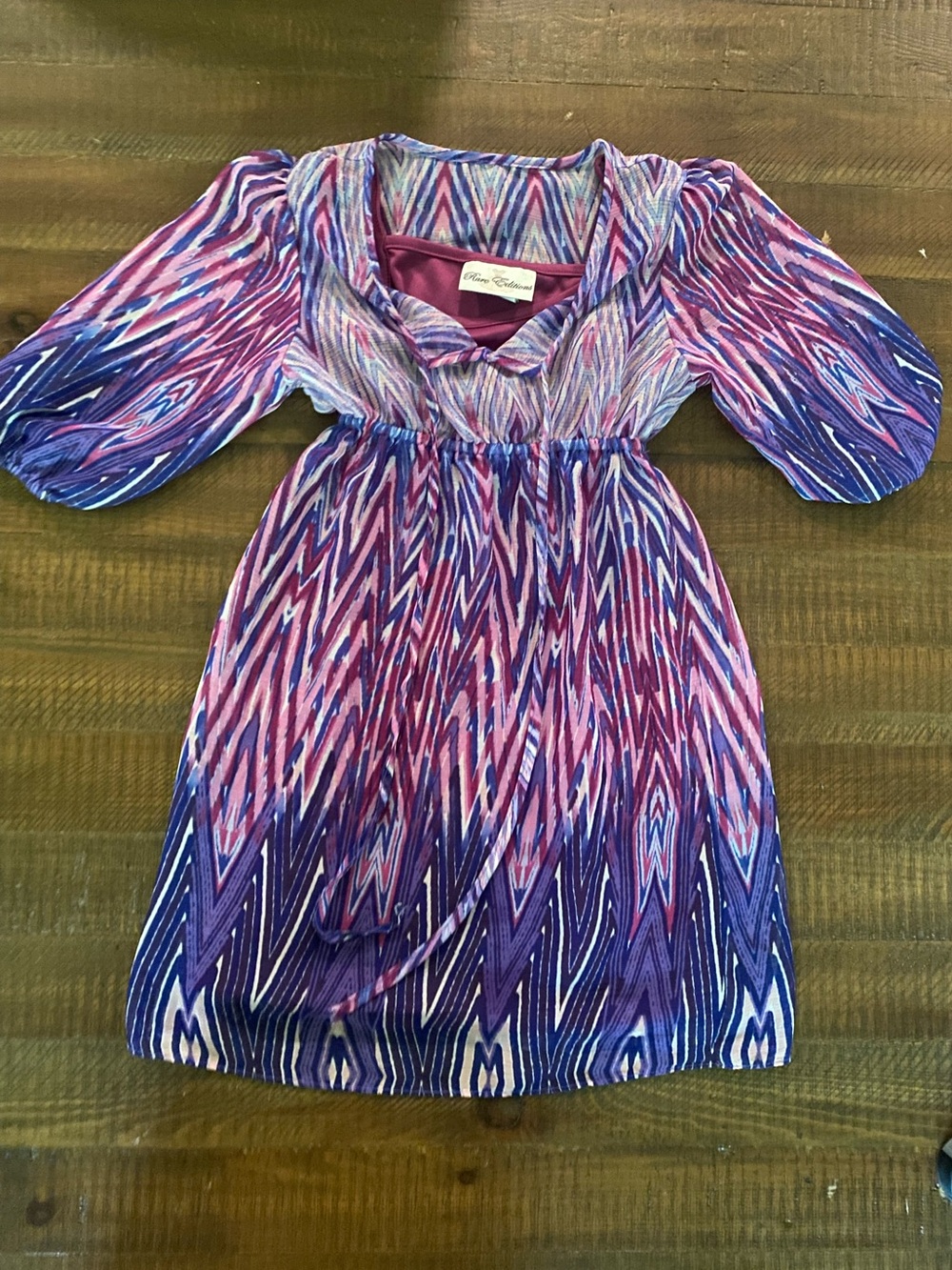Girls' Pink & Purple Chevron Dress Size 7